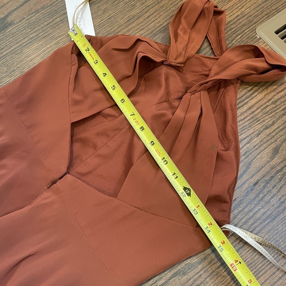 NEW Jenny Yoo "Halle" Halter Bridesmaid Dress in Terracotta Luxe Chifon size 6 - Picture 12 of 15
